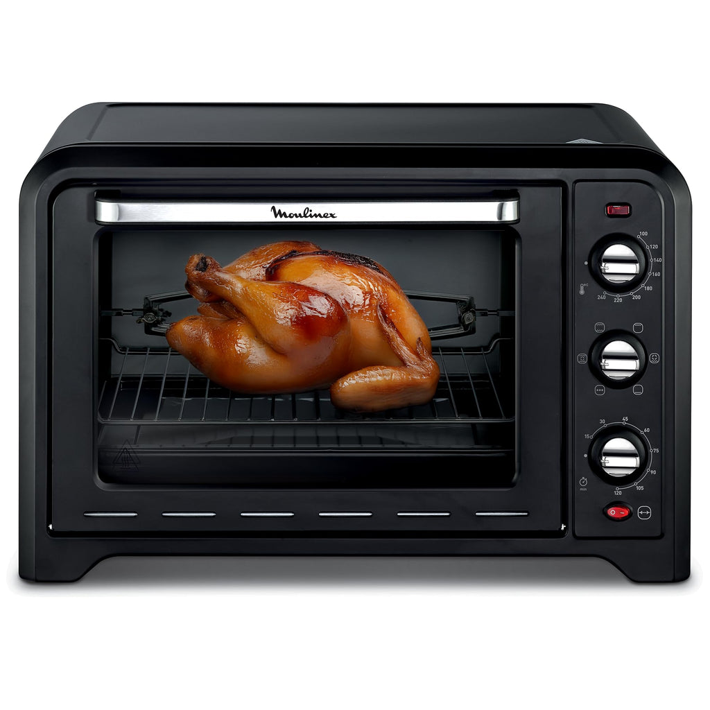 Four électrique Optimo OX495810 60 L 2200 W chaleur tournante 7 modes de cuisson avec tournebroche et 2 grilles