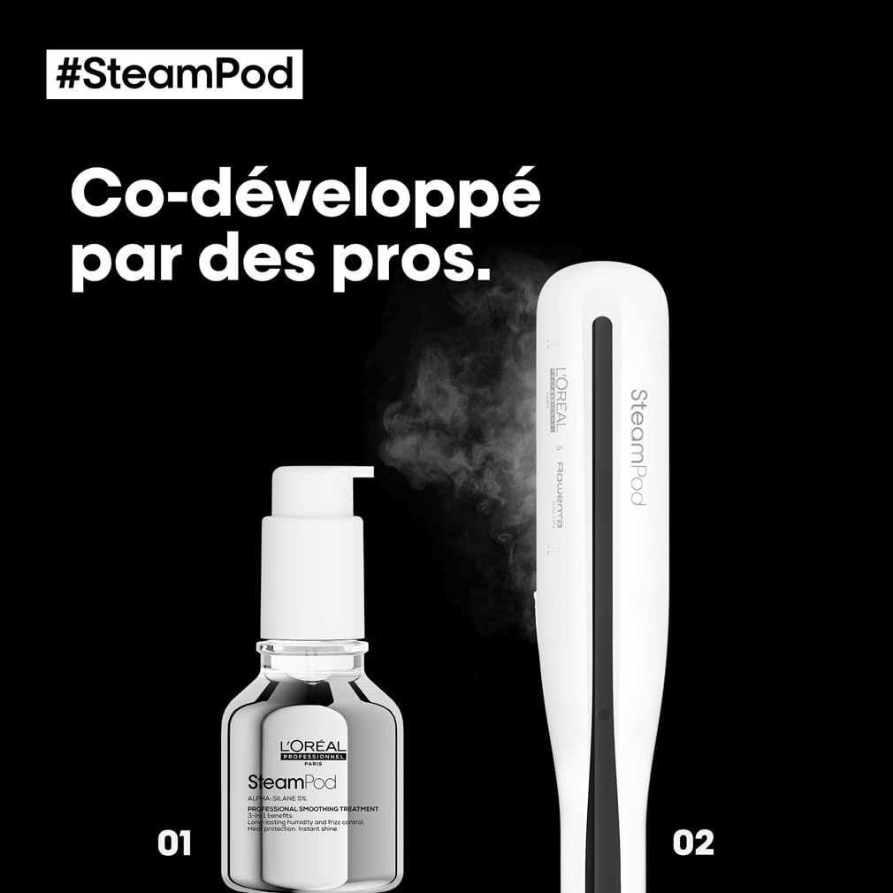 Lisseur vapeur 2-en-1 SteamPod 3 pour cheveux lissage et wavy réservoir d’eau intégré cordon 360° coiffage rapide