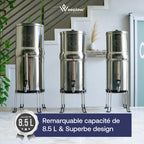 Système de filtration d'eau par gravité Earth WEEP850 8,5 L en acier inoxydable AISI 304 avec 2 filtres O'Pure 2