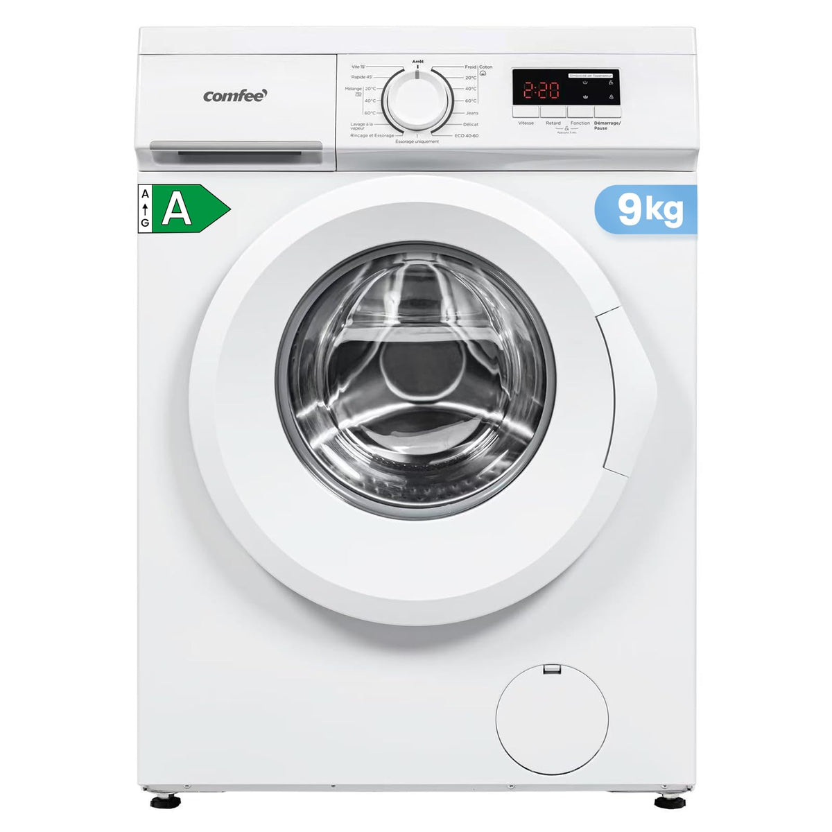 Lave-Linge Frontal CFE12EW90/W 9 kg Classe Énergétique A 1400 tr/min Moteur BLDC 15 Programmes Prélavage Vapeur Blanc