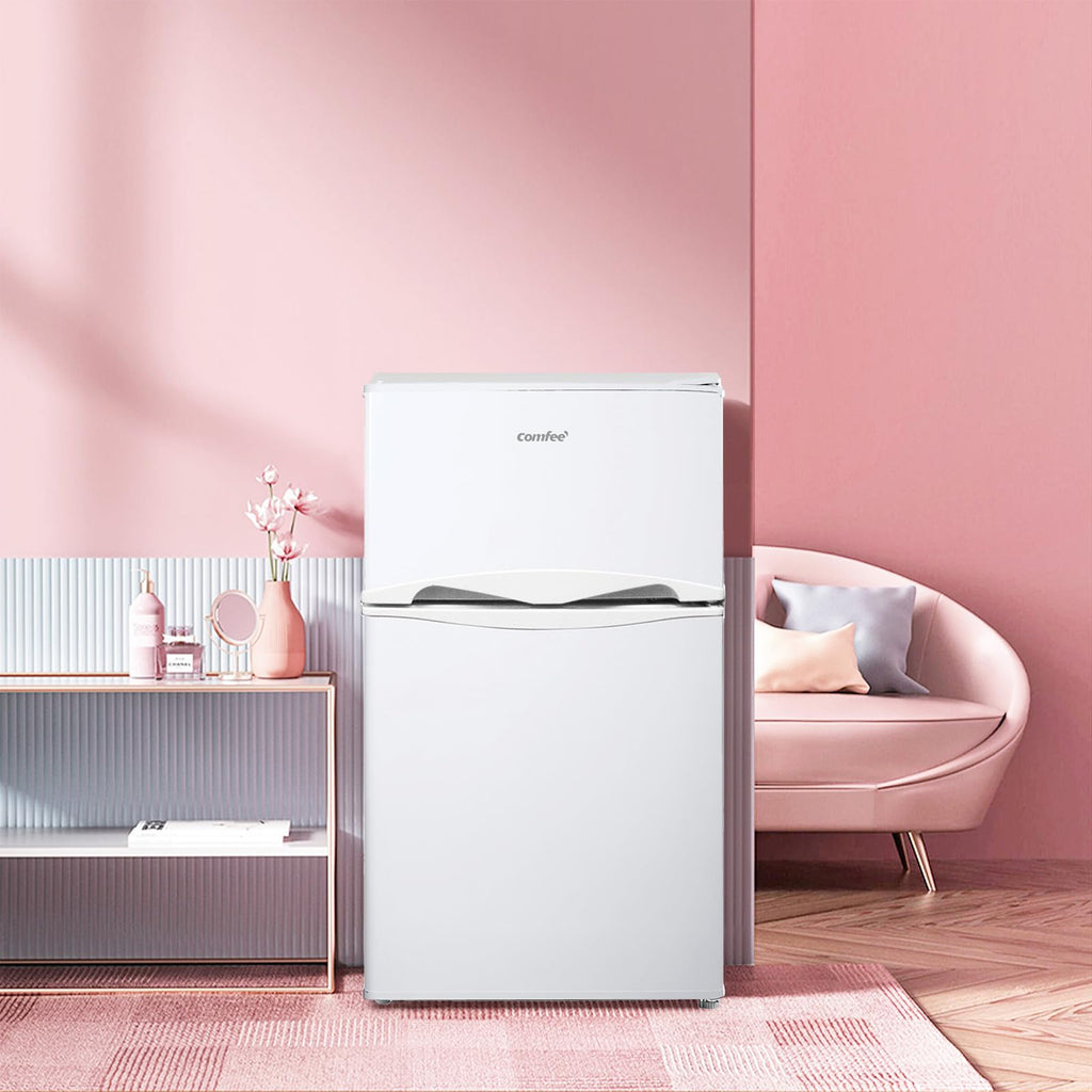 Réfrigérateur Combiné 87 L 2 Portes Congélateur Supérieur Sans Gel 40 dB 220 V Portes Réversibles 2 Étagères Blanc