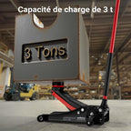 Cric Hydraulique de Sol 3 T 85 à 500 mm Double Pompe Acier Alliage 61 x 26,5 x 15,5 cm 28,78 kg Noir