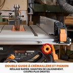 Scie de Table R255TBL+ 1800 W Lame TCT 256 mm Coupe Bois Métal Plastique Biseau 45° Profondeur 85 mm Frein Électrique