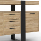 Buffet 180 cm Phoenix XXL 4 Portes 3 Tiroirs Bois et Noir 180 x 40 x 80 cm Étagères Réglables