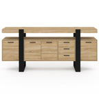 Buffet 180 cm Phoenix XXL 4 Portes 3 Tiroirs Bois et Noir 180 x 40 x 80 cm Étagères Réglables