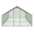 Enclos à Poules 24 m² 8 x 3 x 2 m Acier Grillage 25 mm Bâche de Toit 1 Porte à Loquet Guide de Montage