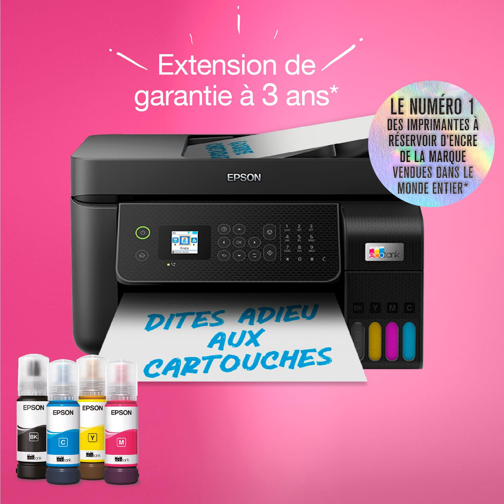 Imprimante multifonction A4 Wi-Fi EcoTank ET-4800 1600 W avec réservoirs d’encre écran LCD chargeur automatique et fax