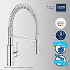 Mitigeur de cuisine Get 30361000 2 jets douchette extractible bec orientable à 360° montage monotrou finition chromée