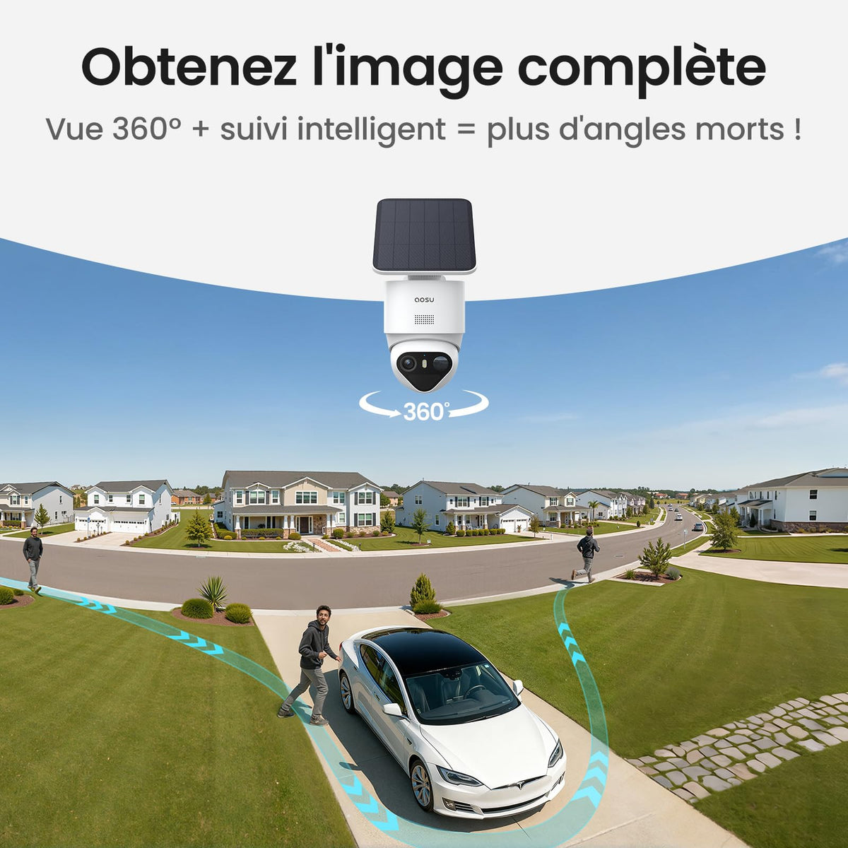 Caméra de Surveillance Extérieure Solaire WiFi T2 Ultra C9X11 4K 8MP 360° Suivi Automatique Vision Nocturne 32 Go Kit 2 Caméras