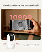 Babyphone caméra BM04-1 écran 5 pouces 1080p Wi-Fi FHSS vision nocturne audio bidirectionnel détection des pleurs et mouvements