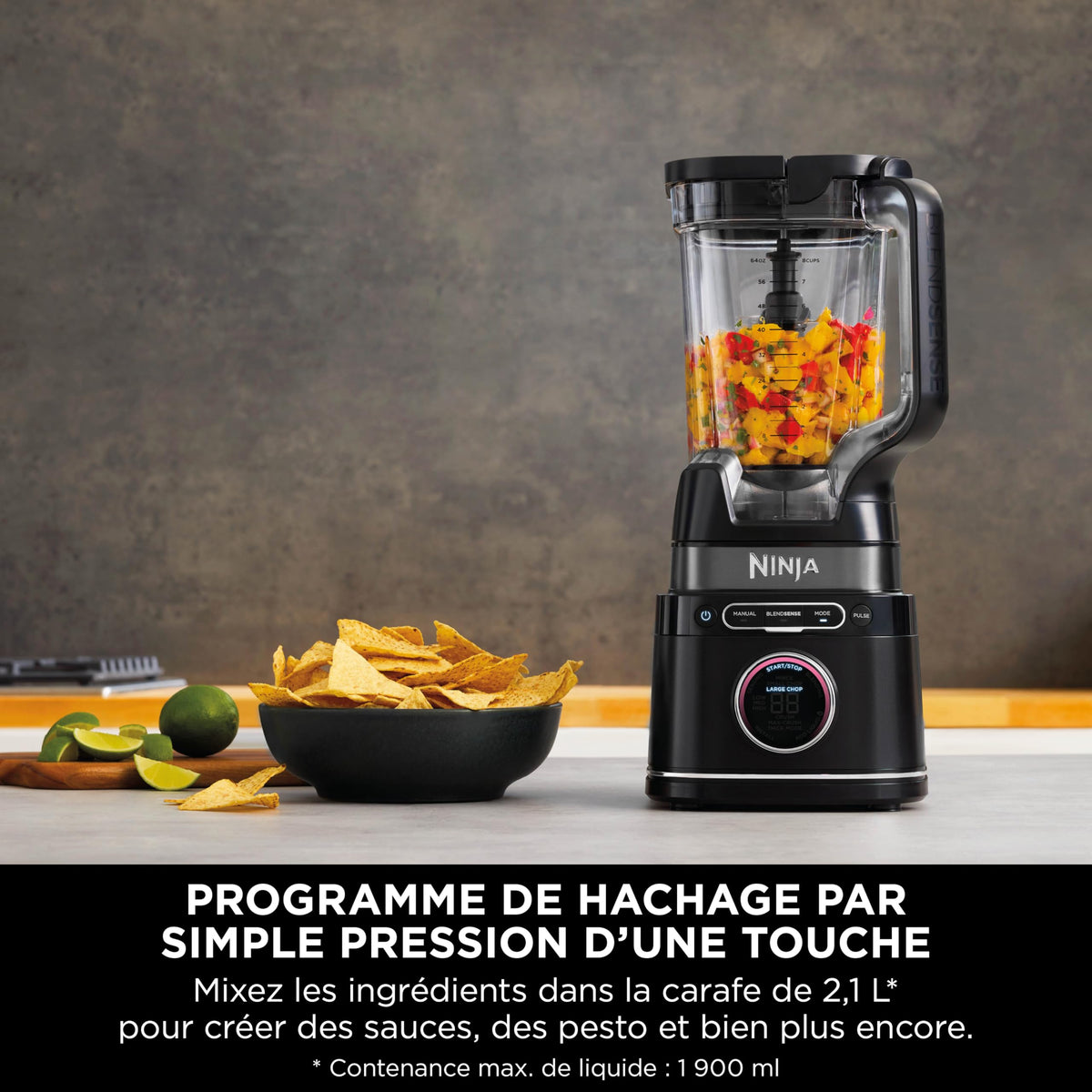 Mixeur multifonction 3 en 1 TB401EU 1200 W capacité 1,9 L 20 modes 10 vitesses avec bol robot et gobelet 680 ml