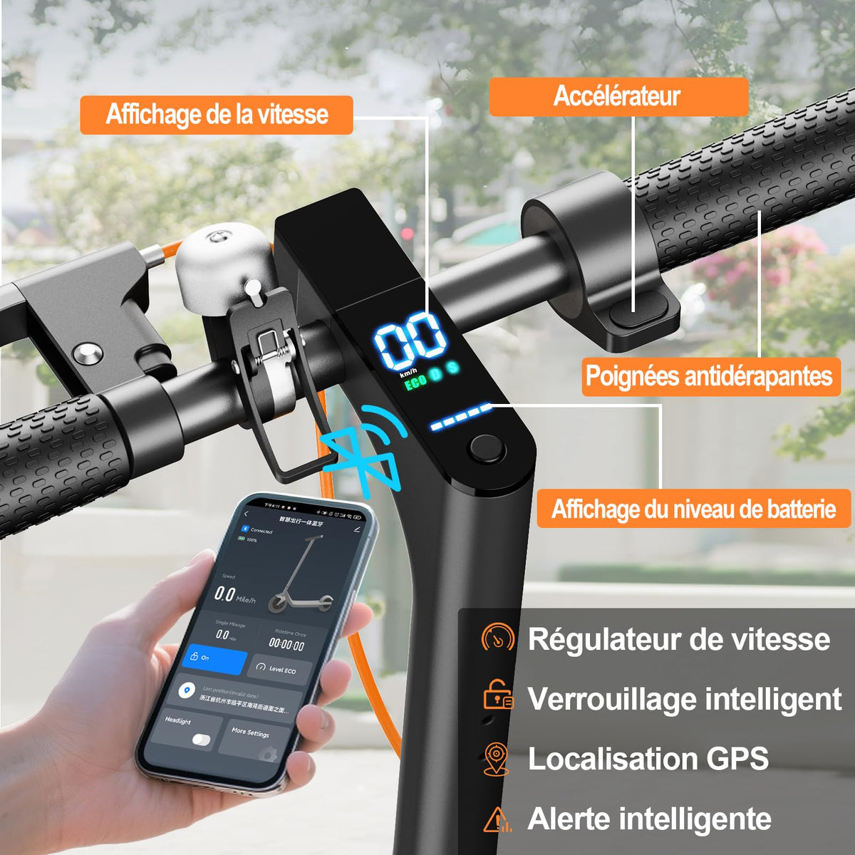Trottinette Électrique Pliante T3-650W 36 V 7,8 Ah 25 km/h Autonomie 30 km Pneus Pleins 8,5 Pouces Charge 120 kg