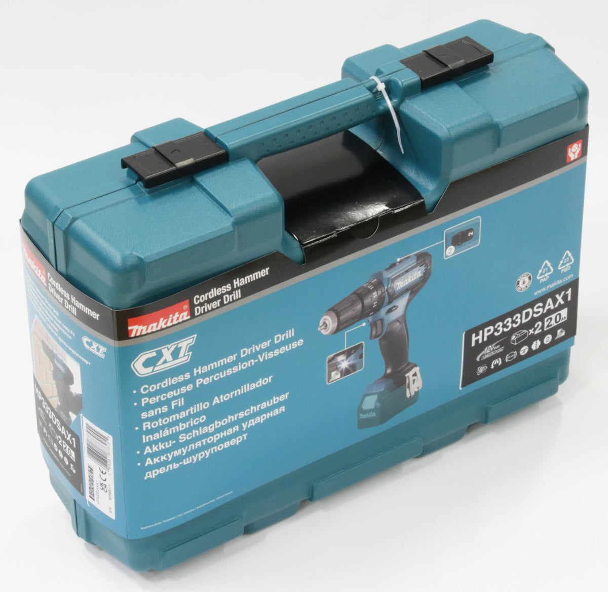 Perceuse-visseuse à percussion sans fil HP333DSAX1 12 V 2 Ah 1700 tr/min couple 30 Nm 18 vitesses 2 batteries chargeur coffret