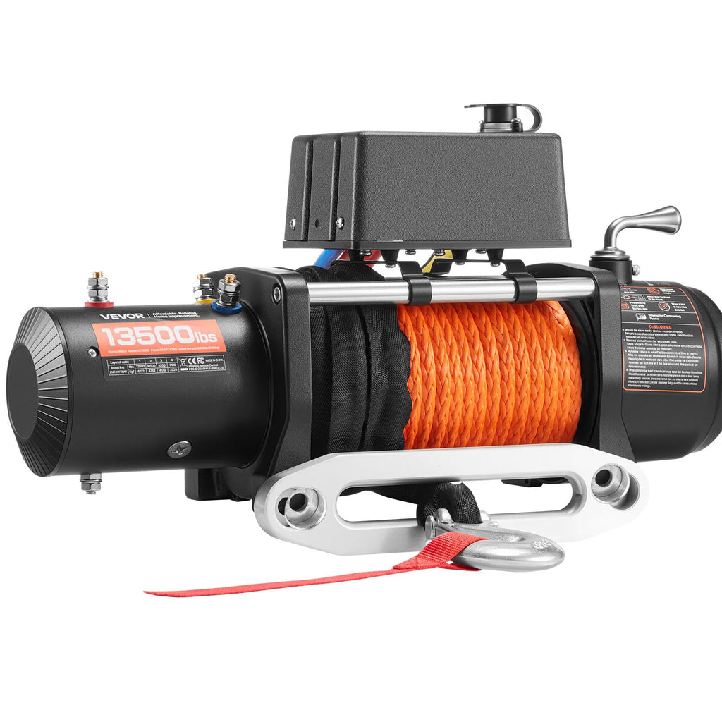 Treuil Électrique 12 V CC SC13000 6123 kg 13500 lb Corde Synthétique 9,5 mm x 24 m Télécommande Filaire et Sans Fil