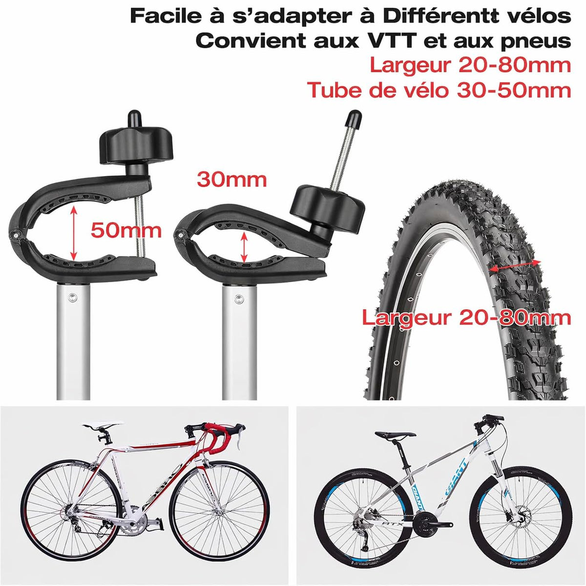 Porte-vélos d'attelage pour 2 vélos charge maximale 60 kg avec feu arrière support de plaque pliable