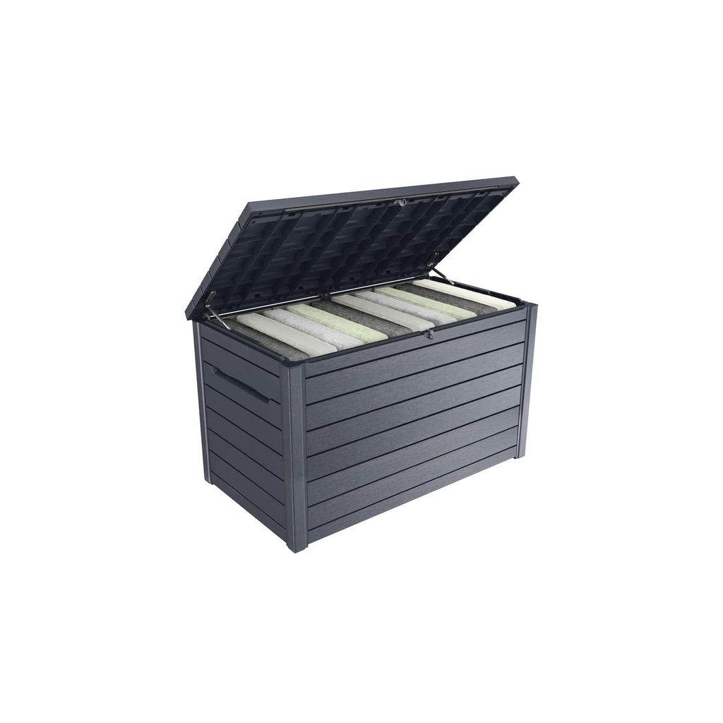 Coffre de rangement extérieur Ontario 870 litres en résine 147 x 83 x 86 cm résistant aux intempéries et aux UV