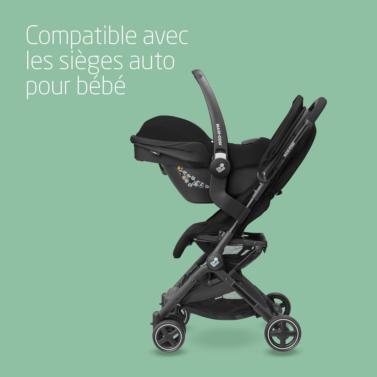 Poussette canne compacte pliable Lara² 0 à 4 ans 0 à 22 kg 3 positions d'inclinaison pliage automatique harnais 5 points 2 paniers