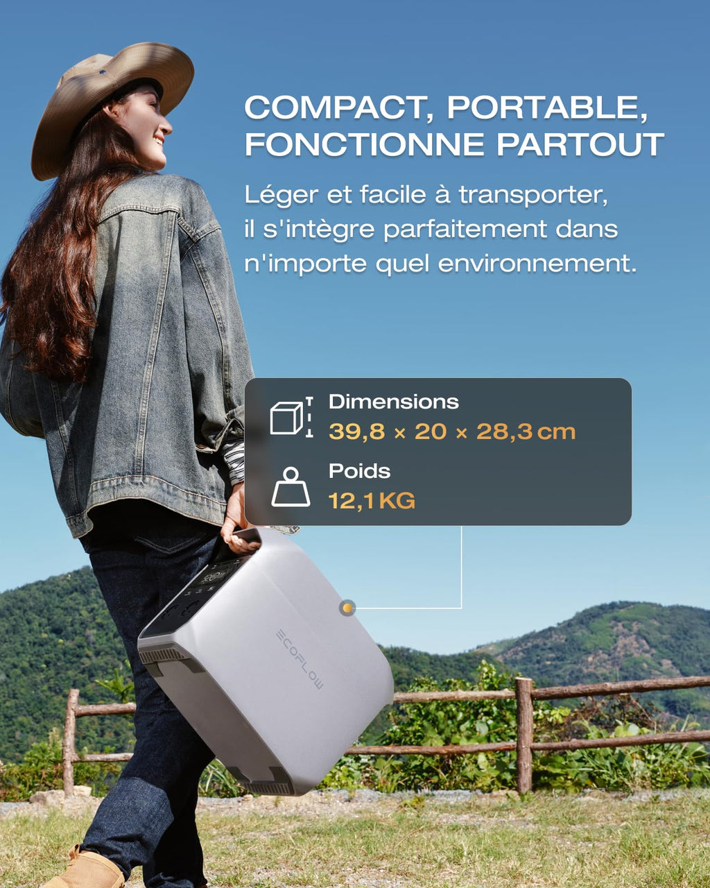 Station électrique portable Delta 3 Classic 1024 Wh batterie LFP 1800 W 3600 W crête charge solaire UPS 10 ms