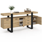 Buffet 180 cm Phoenix XXL 4 Portes 3 Tiroirs Bois et Noir 180 x 40 x 80 cm Étagères Réglables
