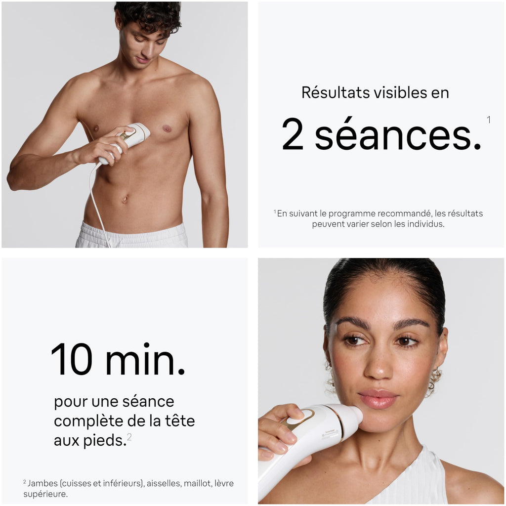Épilateur à Lumière Pulsée PL5321 Silk·expert Pro 5 240 V 3 Têtes Pochette Rasoir Venus Blanc et Or