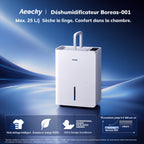 Déshumidificateur BOREAS-001 25 L/jour réservoir 2,7 L pour 50 m² drainage continu séchage du linge