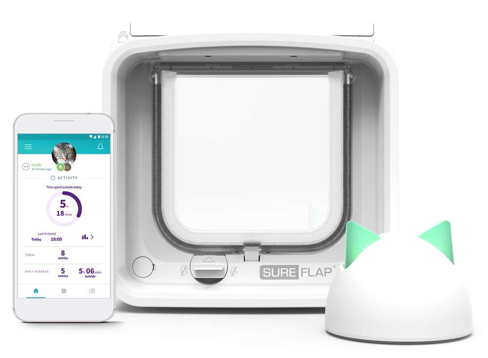 Chatière électronique iDSCFWTB1 avec puce RFID et contrôle par application DualScan avec Hub blanc