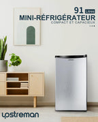 Mini réfrigérateur avec congélateur BR321 91 L 8,5 L congélateur 41 dB thermostat réglable 0 à 10 °C 2 clayettes bac à légumes