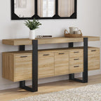 Buffet 180 cm Phoenix XXL 4 Portes 3 Tiroirs Bois et Noir 180 x 40 x 80 cm Étagères Réglables