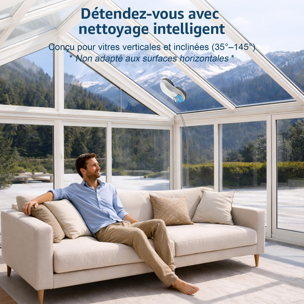 Robot Nettoyeur de Vitres S55 Pro 6500 Pa 80 ml SLAM 4.0 HydroJet Patins Flottants 3D Microfibre Télécommande