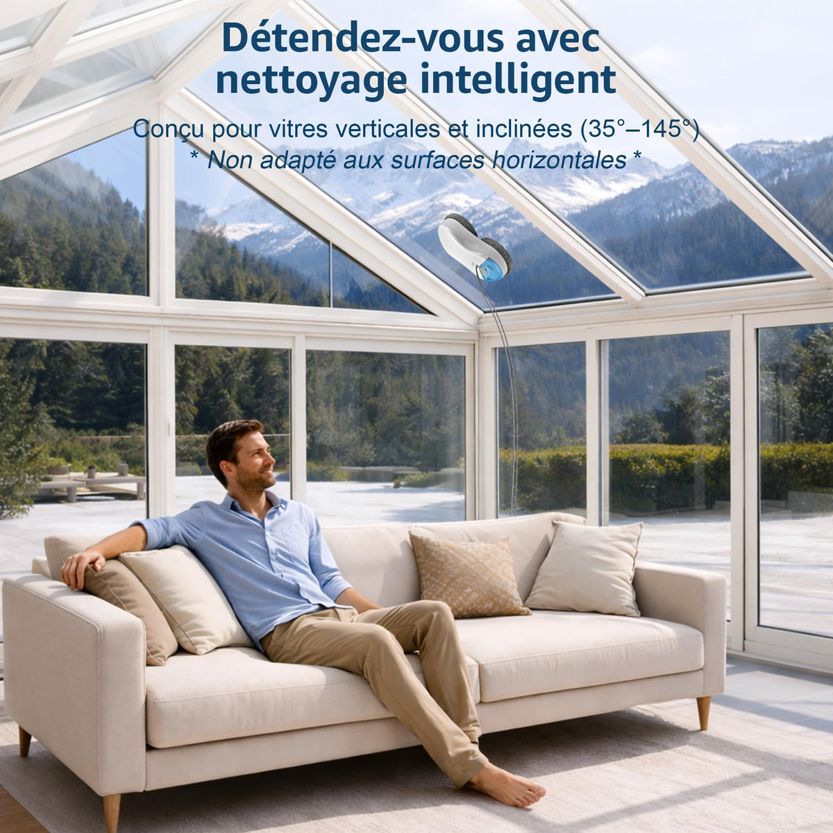 Robot Nettoyeur de Vitres S55 Pro 6500 Pa 80 ml SLAM 4.0 HydroJet Patins Flottants 3D Microfibre Télécommande