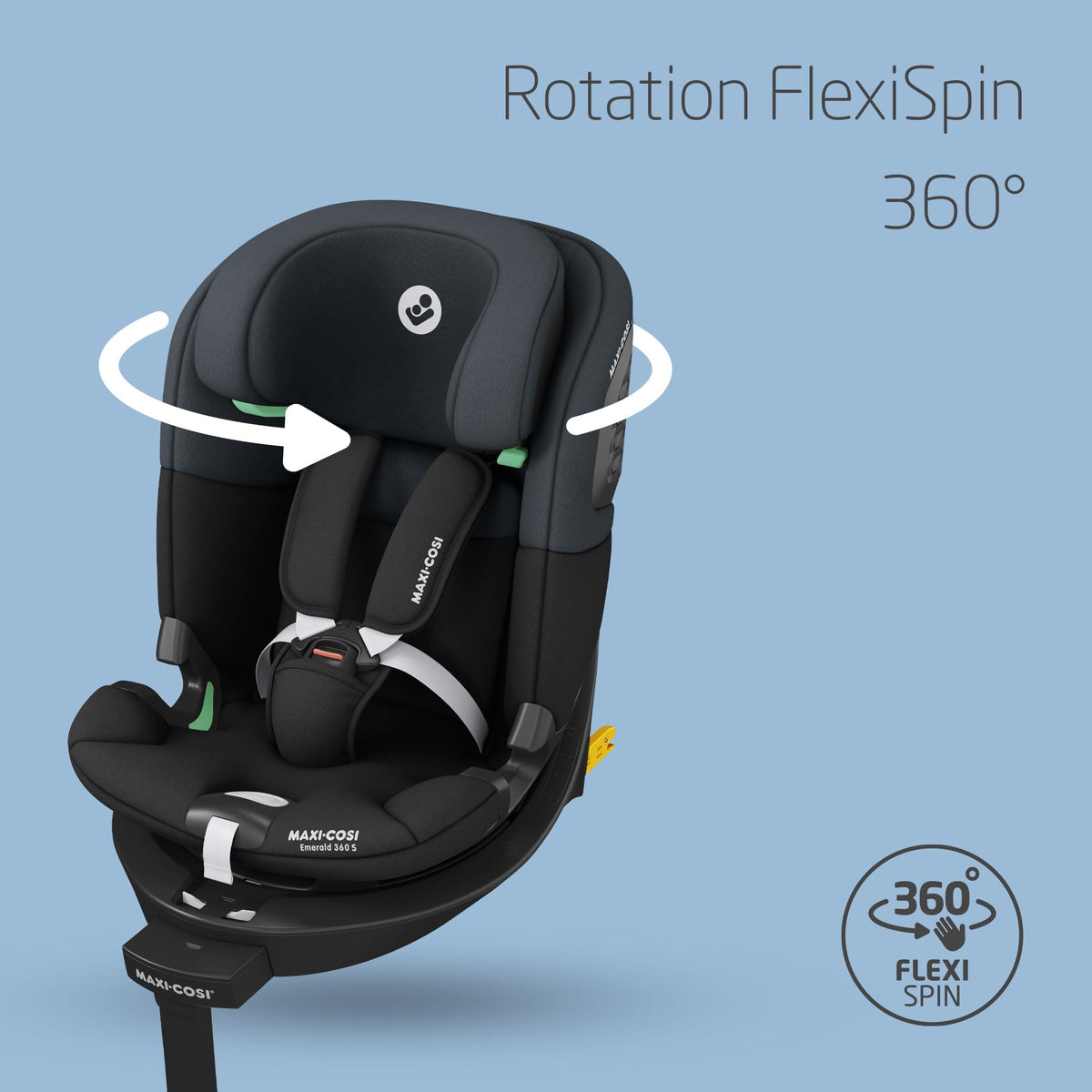 Siège-auto pivotant 360° Emerald 360 S i-Size 40-150 cm 0-12 ans ISOFIX 4 inclinaisons harnais 5 points 14 positions