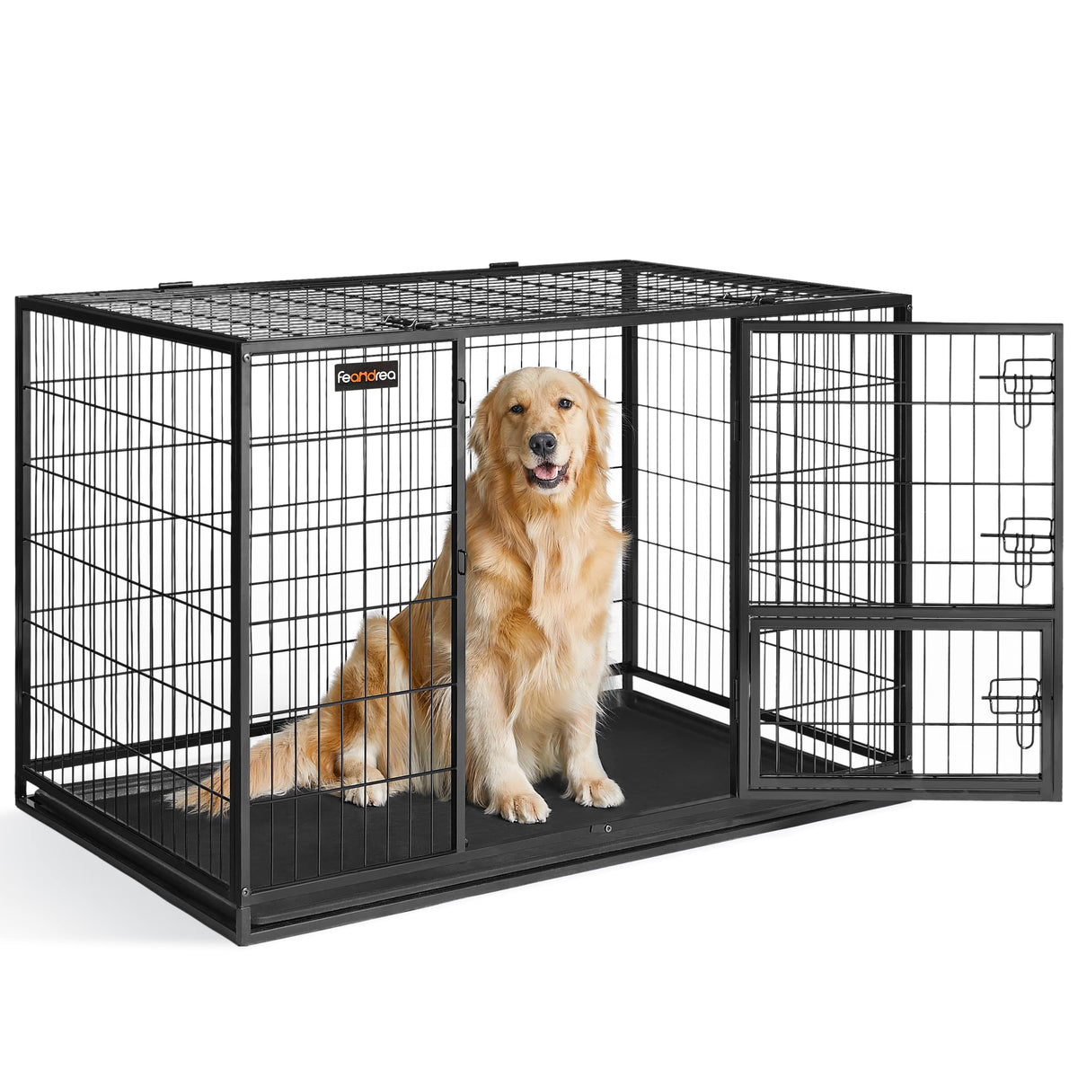 Cage pour chien XXL PPD003B01 122 x 74,5 x 80,5 cm acier allié 2 portes plateau amovible écart de 11 mm