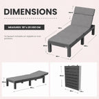 Lot de 2 Chaises Longues de Jardin BdsC2-2 Dossier Réglable 4 Positions Résine Gris 187 x 60 x 29 cm Charge 150 kg