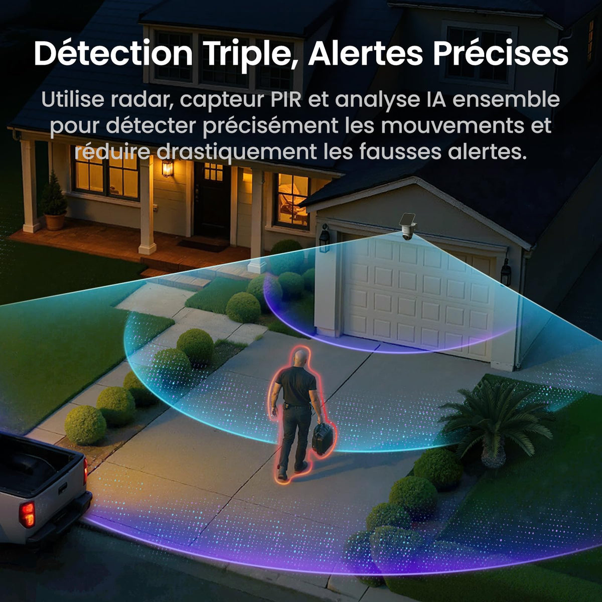 Caméra de Surveillance Extérieure Solaire WiFi T2 Ultra C9X11 4K 8MP 360° Suivi Automatique Vision Nocturne 32 Go Kit 2 Caméras