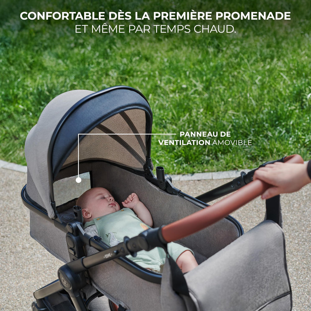 Poussette 3 en 1 ESME avec siège auto MINK PRO i-Size 40-75 cm nacelle siège réversible harnais 5 points housse de pluie