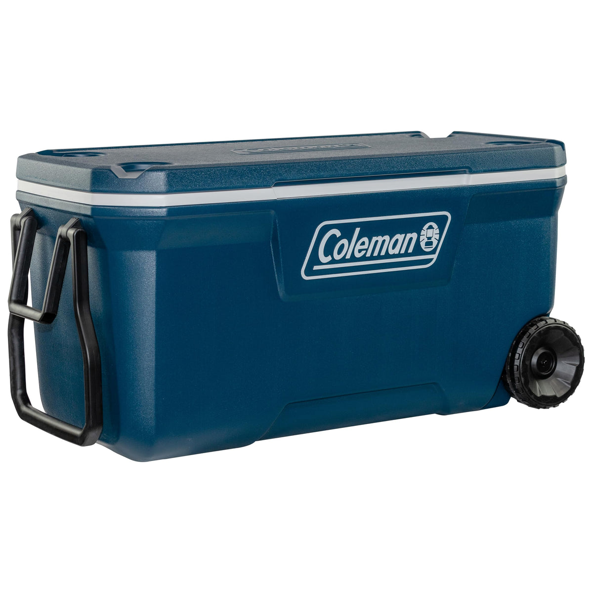 Glacière Rigide Xtreme 94 L avec Roues Isolation Mousse PU Poignées Pivotantes PEHD Bleu Camping Pique-Nique Pêche