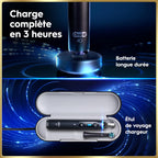 Brosse à dents électrique iO 9N rechargeable noire 7 modes capteur de pression 2 têtes étui de voyage chargeur