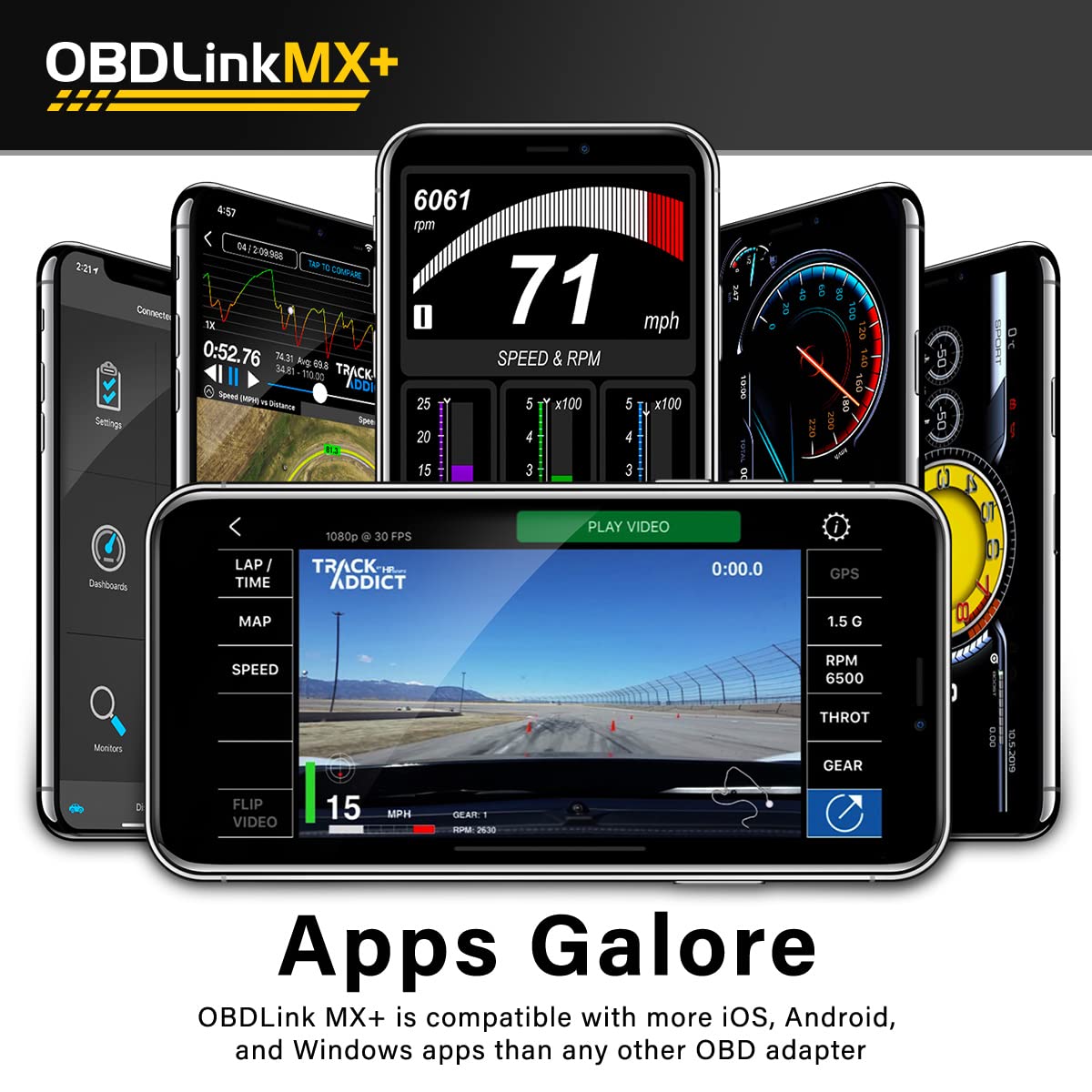 Scanner OBD2 MX201 pour Diagnostic Automobile Compatible iOS Android Windows 46 x 23 x 51 mm