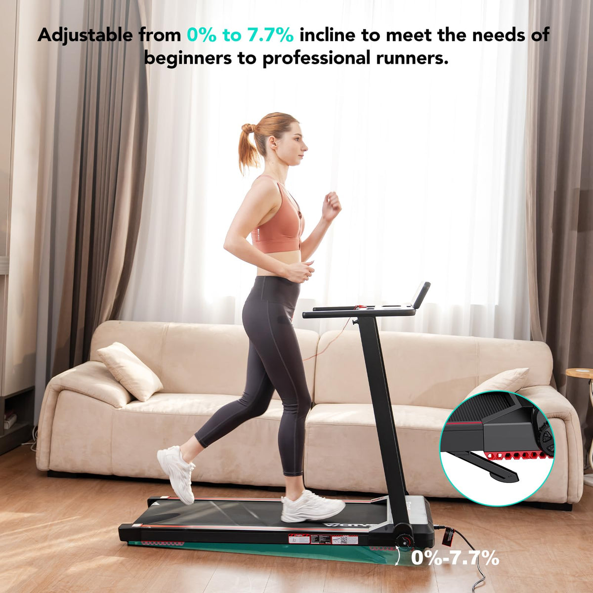 Tapis de course pliable CS-WP9 1400 W 12 km/h capacité 120 kg affichage LED Bluetooth support tablette
