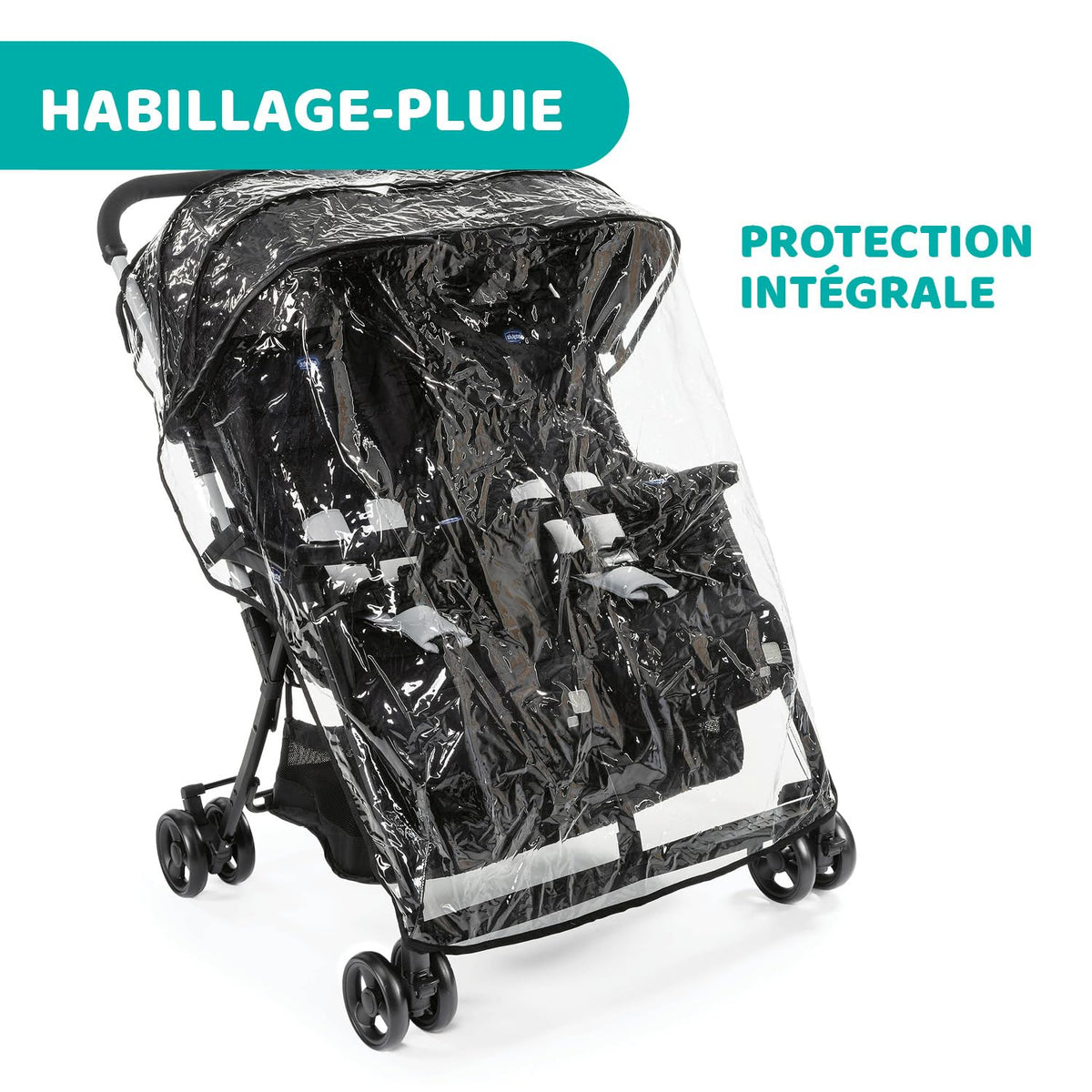 Poussette double tandem OHlalà Twin pliable 8 kg 2 places harnais 5 points assises inclinables capotes extensibles