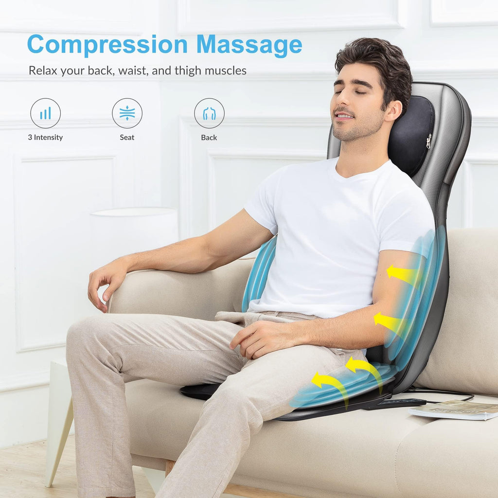 Siège Massant Shiatsu pour Dos et Cou 2309A Massage 2D 3D avec Chaleur Compression Réglable 3 Intensités