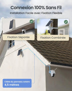 Caméra de surveillance extérieure Argus PT Ultra 4K 8 MP Wi-Fi 6 360° avec suivi automatique et panneau solaire