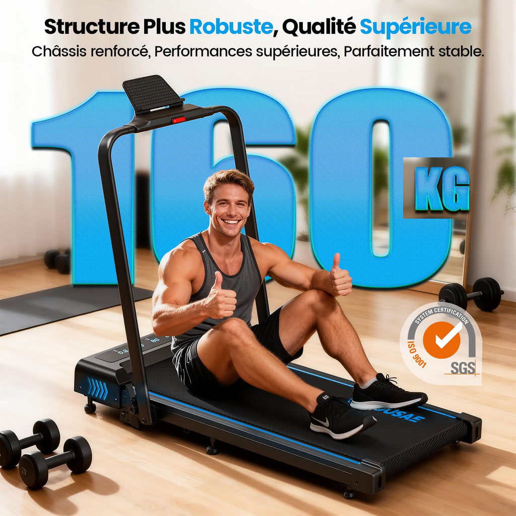 Tapis de Course Pliable X381pa 2,75 CV 12 km/h Inclinaison 9% 12 Programmes HIIT Application Télécommande Écran LED
