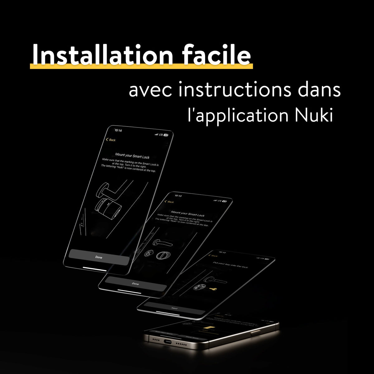 Serrure électronique Smart Lock Pro Bluetooth Wi-Fi Matter contrôle par application verrouillage automatique rechargeable
