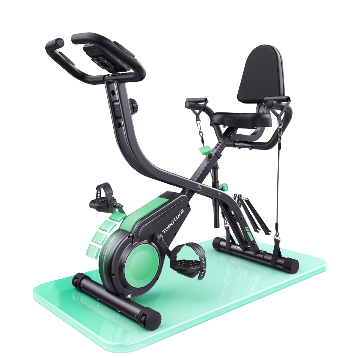 Vélo d’Appartement Pliable 5-en-1 TEB4 Résistance Magnétique 16 Niveaux Écran LCD Bluetooth Charge 140 kg 98,5 x 54 cm