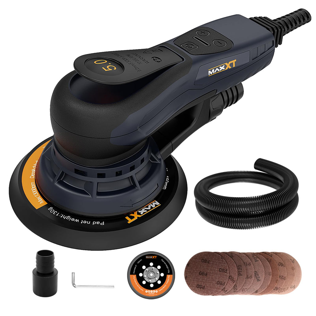 Ponceuse excentrique 150 mm R7303-4 sans balais 10000 tr/min 6 vitesses course 5 mm frein électronique 230 V 10 abrasifs câble 5 m