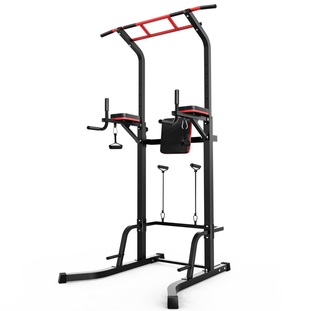 Station de traction multifonctionnelle Power Tower avec support dips hauteur réglable 165 à 235 cm acier allié charge 230 kg