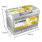 Batterie de Voiture 570 901 076 12 V 70 Ah 760 A EN Plomb Acide 278 x 175 x 190 mm Start Stop