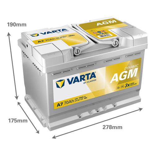 Batterie de Voiture 570 901 076 12 V 70 Ah 760 A EN Plomb Acide 278 x 175 x 190 mm Start Stop