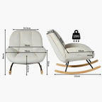 Fauteuil à bascule scandinave en velours côtelé beige 111 x 79 x 84 cm dossier haut accoudoirs ergonomiques charge 120 kg